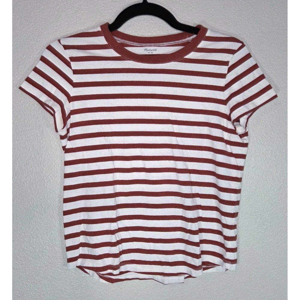 madewell striped tee red white cotton short sleeve size small